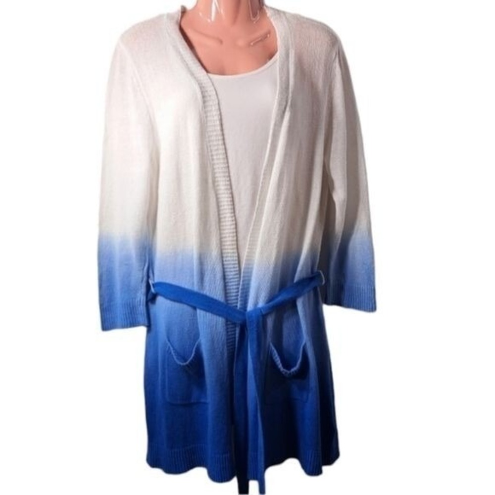 Daisy Fuentes Women's White, Blue, Baby‎ Blue Cardigan Size L